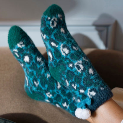 1 Pair Ladies Sherpa Lined Grip Socks - Warm Fluffy Cosy Non-Slip Comfort