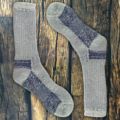Mens 6 Pairs Multipack Crew Wool Socks: Reinforced Heel & Toe