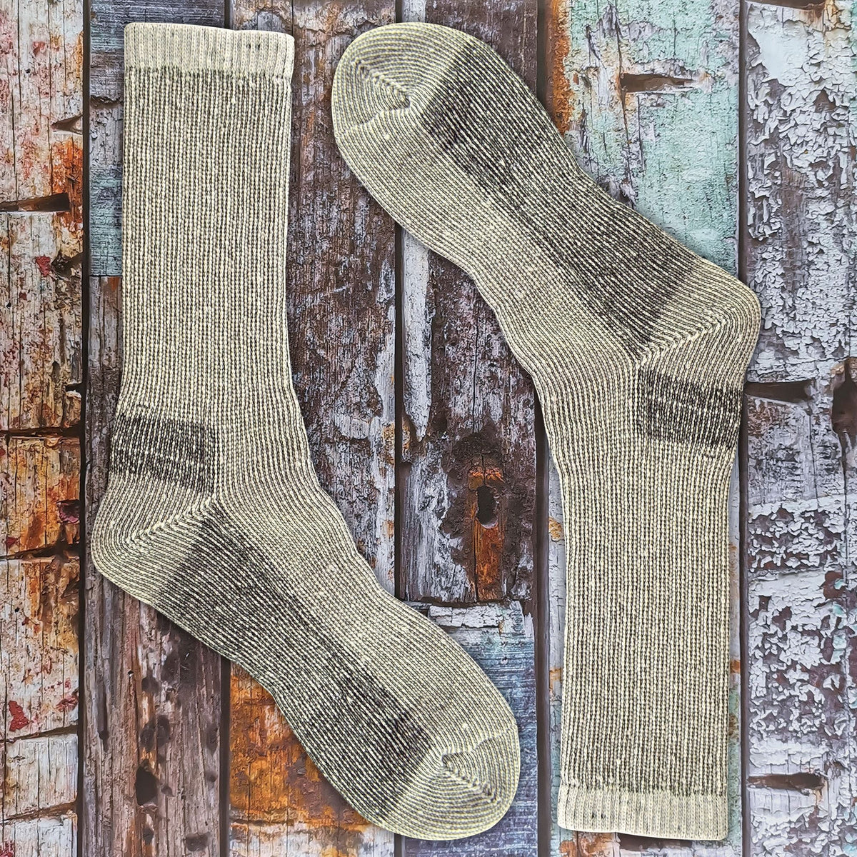 2 Pack Mens Cushioned Heel & Toe Thermal Wool Hiking Socks