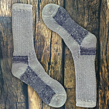 2 Pack Mens Cushioned Heel & Toe Thermal Wool Hiking Socks