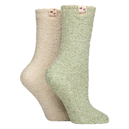 2 Pack Ladies Two Tone Cosy Bed and Home Socks - Warm Soft Relaxing Comfort