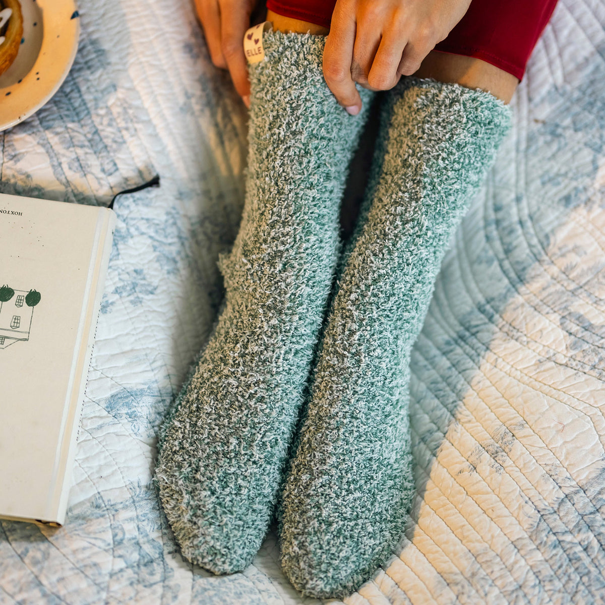 2 Pack Ladies Two Tone Cosy Bed and Home Socks - Warm Soft Relaxing Comfort