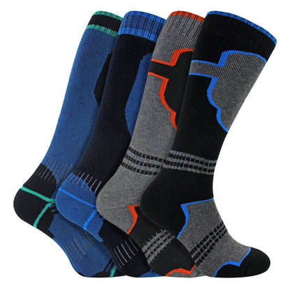 4 Pack Boys Thermal Ski Socks | Knee High Socks for Snow Boots