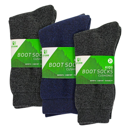 6 Pack Boys Value Boot Socks | Outdoor Warm Hiking Socks