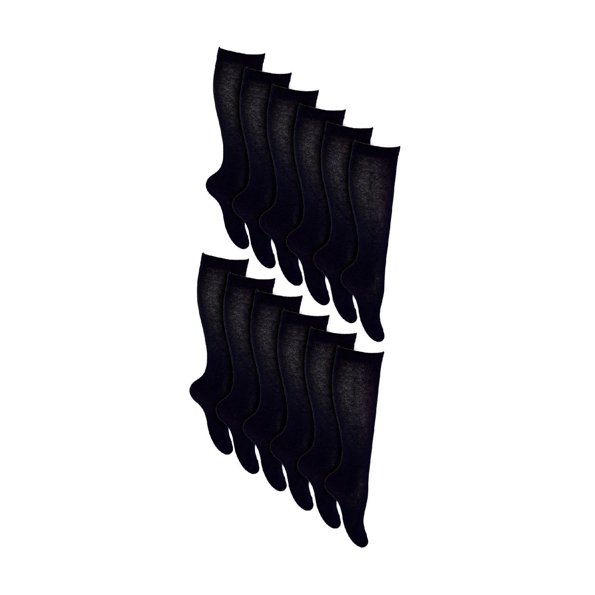 12 Pack Girls Long Knee High Soft Cotton School Socks
