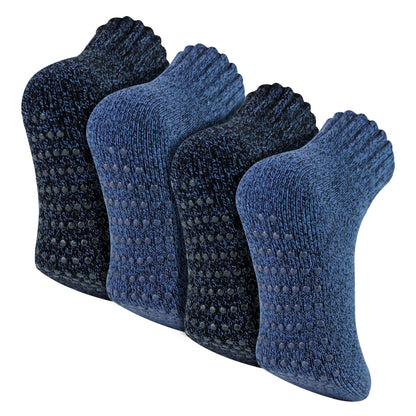 4 Pack Mens Slipper Socks With Grippers | Warm Soft Non Slip Socks
