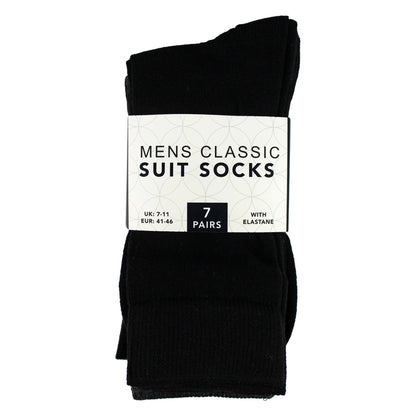 7 Pack Mens Classic Suit Socks - Soft Breathable Plain Dress Socks