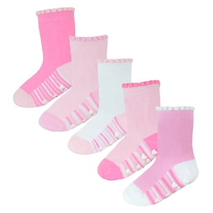 10 Pack Baby Girl Soft Cotton Colorful Non Slip Heel & Toe Socks