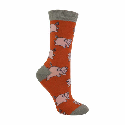 1 Pack Ladies Novelty Piglet Bamboo Socks