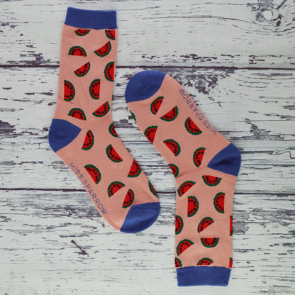 1 Pack Ladies Novelty Turquoise Lemon Bamboo Socks