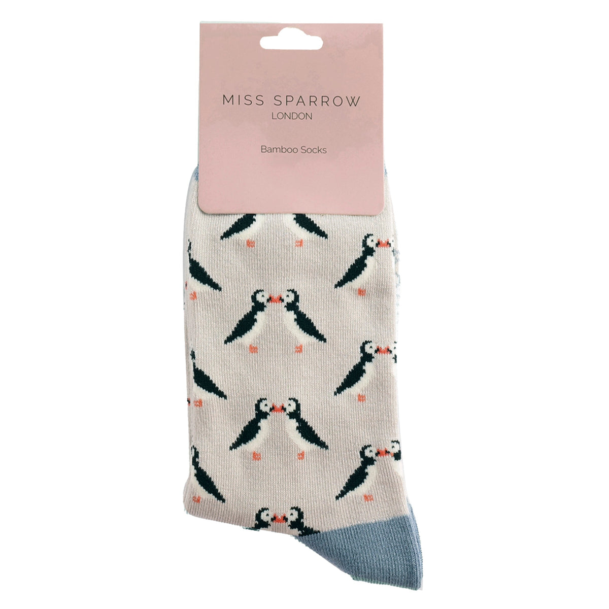 1 Pack Ladies Novelty Silver Kissing Puffins Bamboo Socks