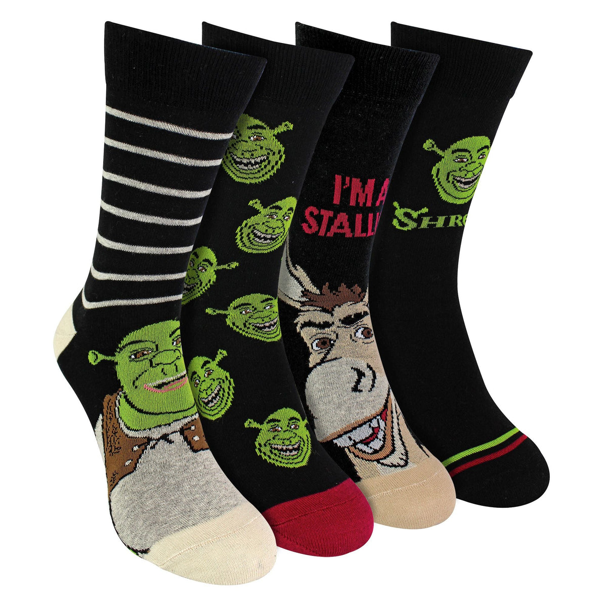 4 Pack Novelty Cotton Shrek Socks for Men and Women