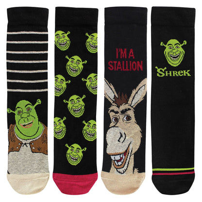 4 Pack Novelty Cotton Shrek Socks for Men and Women