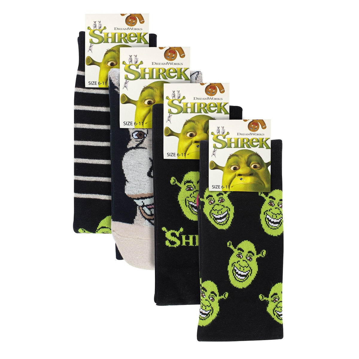4 Pack Novelty Cotton Shrek Socks for Men and Women