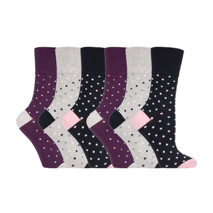 6 Pack Ladies Patterned Cotton Non Elastic Socks