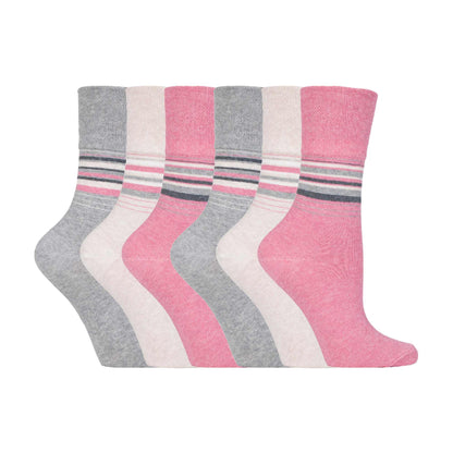 6 Pack Ladies Non Elastic Novelty Design Socks