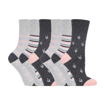6 Pack Ladies Non Elastic Novelty Design Socks