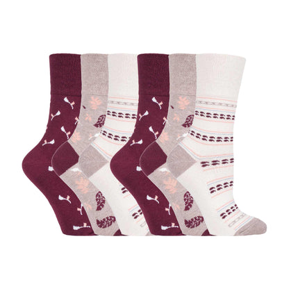 6 Pack Ladies Non Elastic Novelty Design Socks