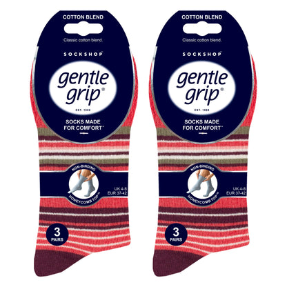 6 Pack Ladies Patterned Cotton Non Elastic Socks