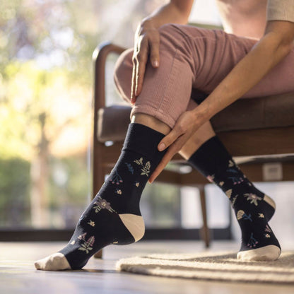 12 Pairs Ladies Cotton Socks | Patterned Soft Non-Binding Everyday Socks