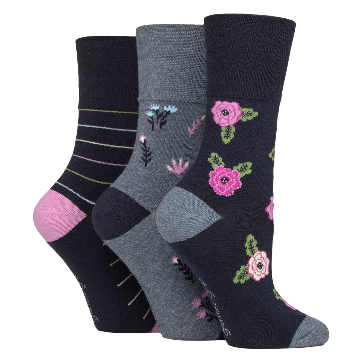 6 Pairs Ladies Cotton Socks | Patterned Soft Non-Binding Everyday Socks