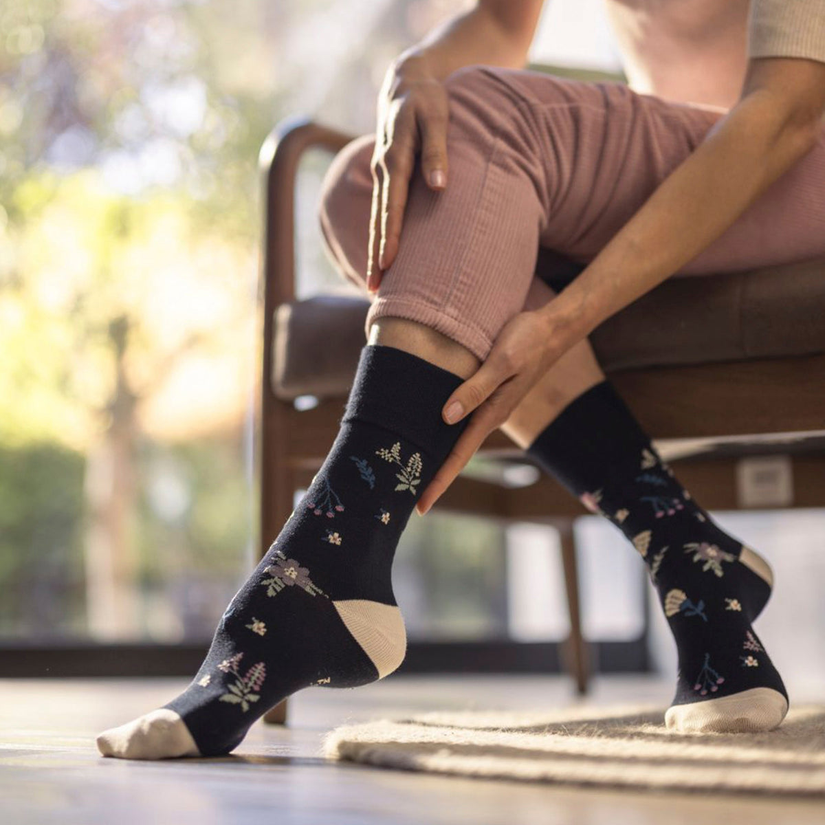 6 Pairs Ladies Cotton Socks | Patterned Soft Non-Binding Everyday Socks