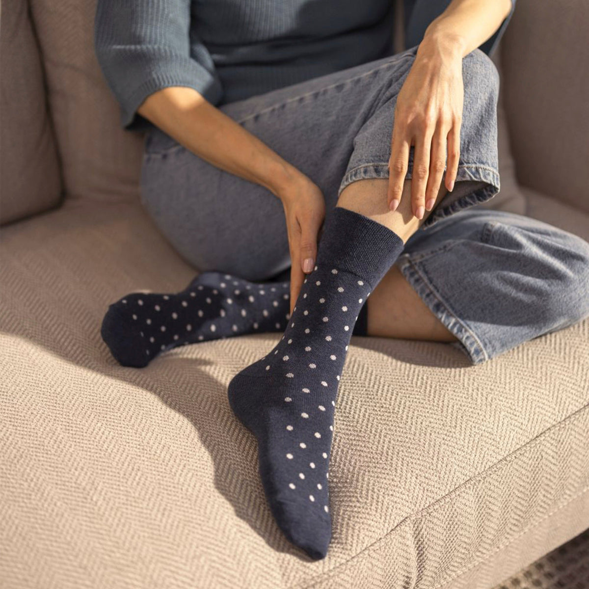 12 Pairs Ladies Cotton Socks | Patterned Soft Non-Binding Everyday Socks