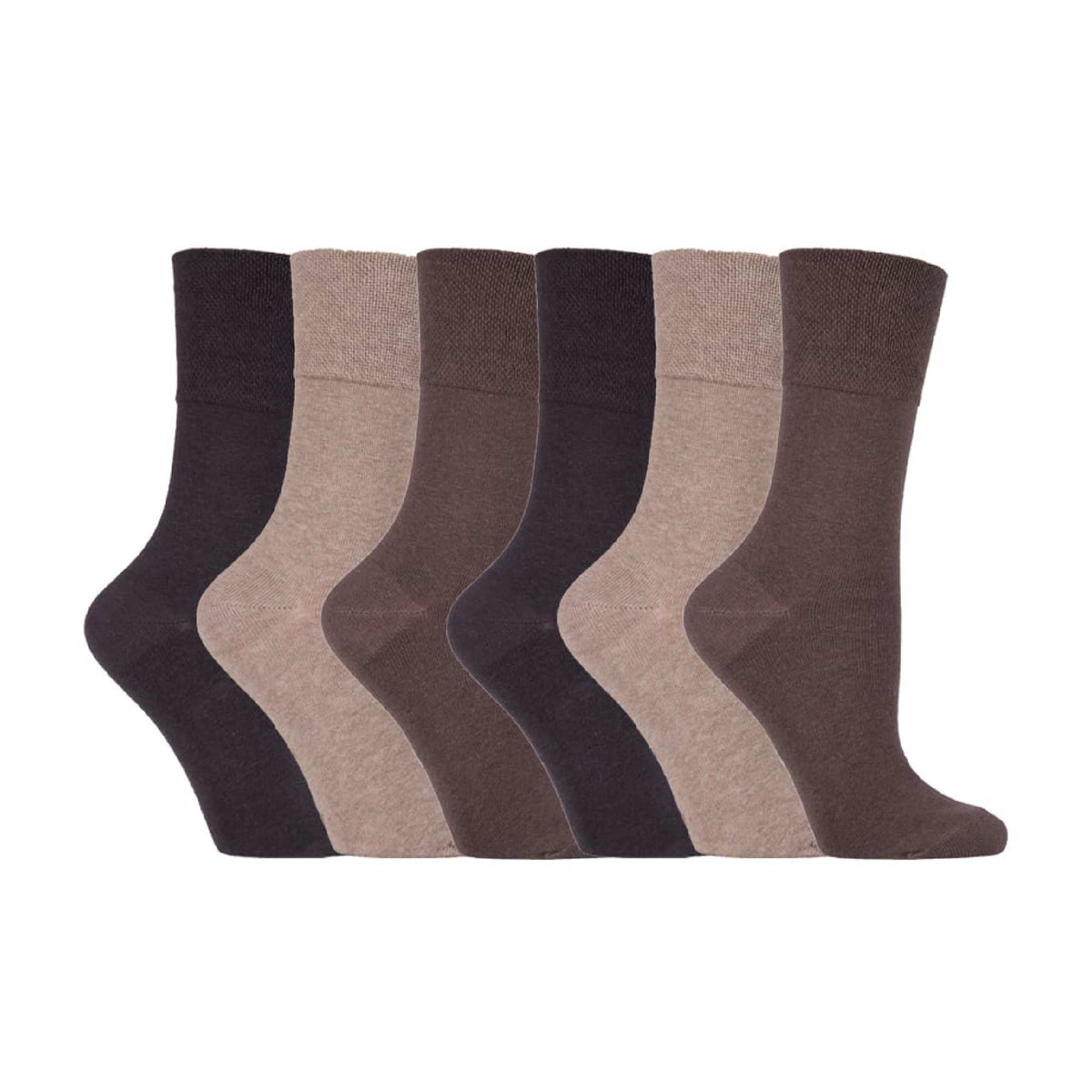 6 Pack Ladies Patterned Cotton Non Elastic Socks