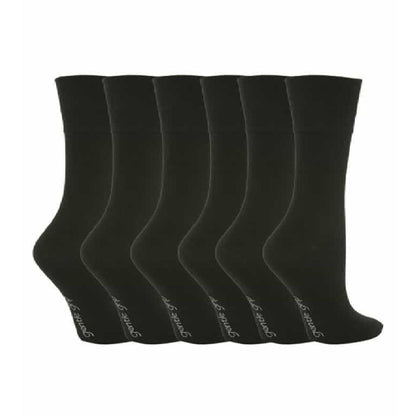 6 Pack Ladies Non Elastic Plain Coloured Cotton Socks