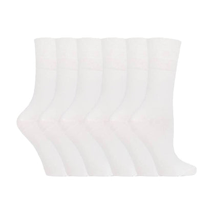 6 Pack Ladies Non Elastic Plain Coloured Cotton Socks
