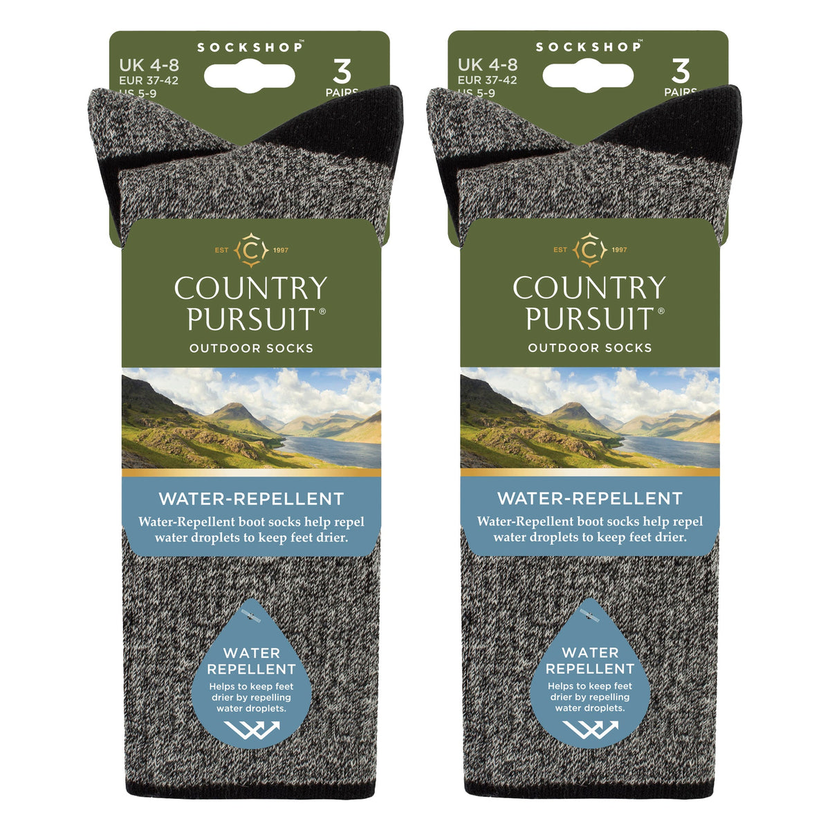 6 Pairs Ladies Water Repellent Midweight Outdoor Socks for Hiking & Walking