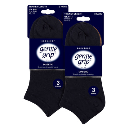 6 Pack Mens Diabetic Trainer Socks | Loose Top Wide Ankle Socks