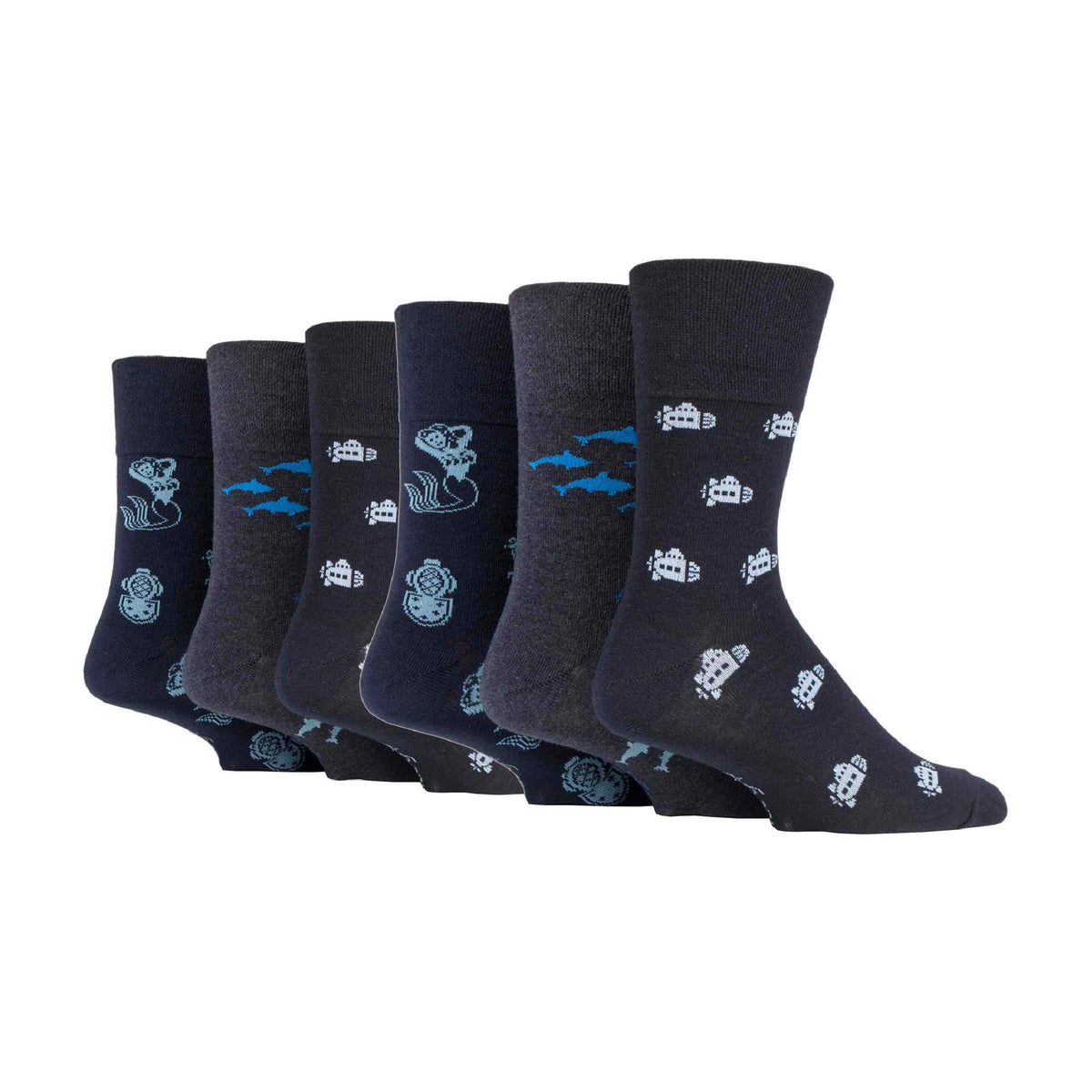 6 Pairs Mens Non Elastic Patterned Socks