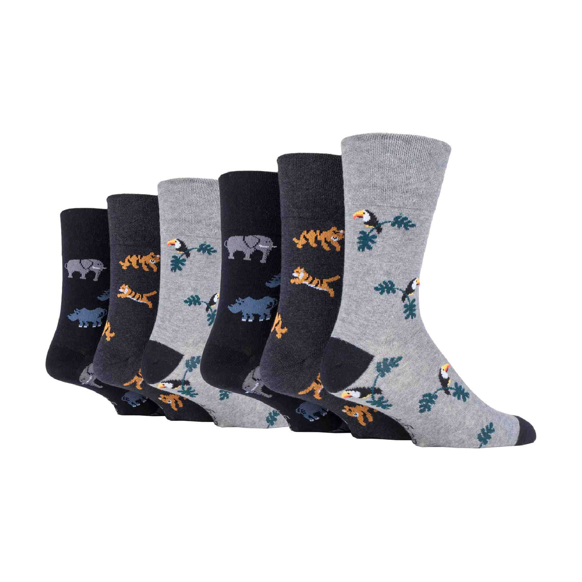 6 Pairs Mens Non Elastic Patterned Socks