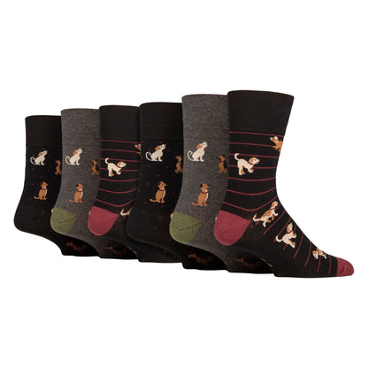 6 Pairs Mens  NON ELASTIC Cotton Rich Novelty Patterned Socks
