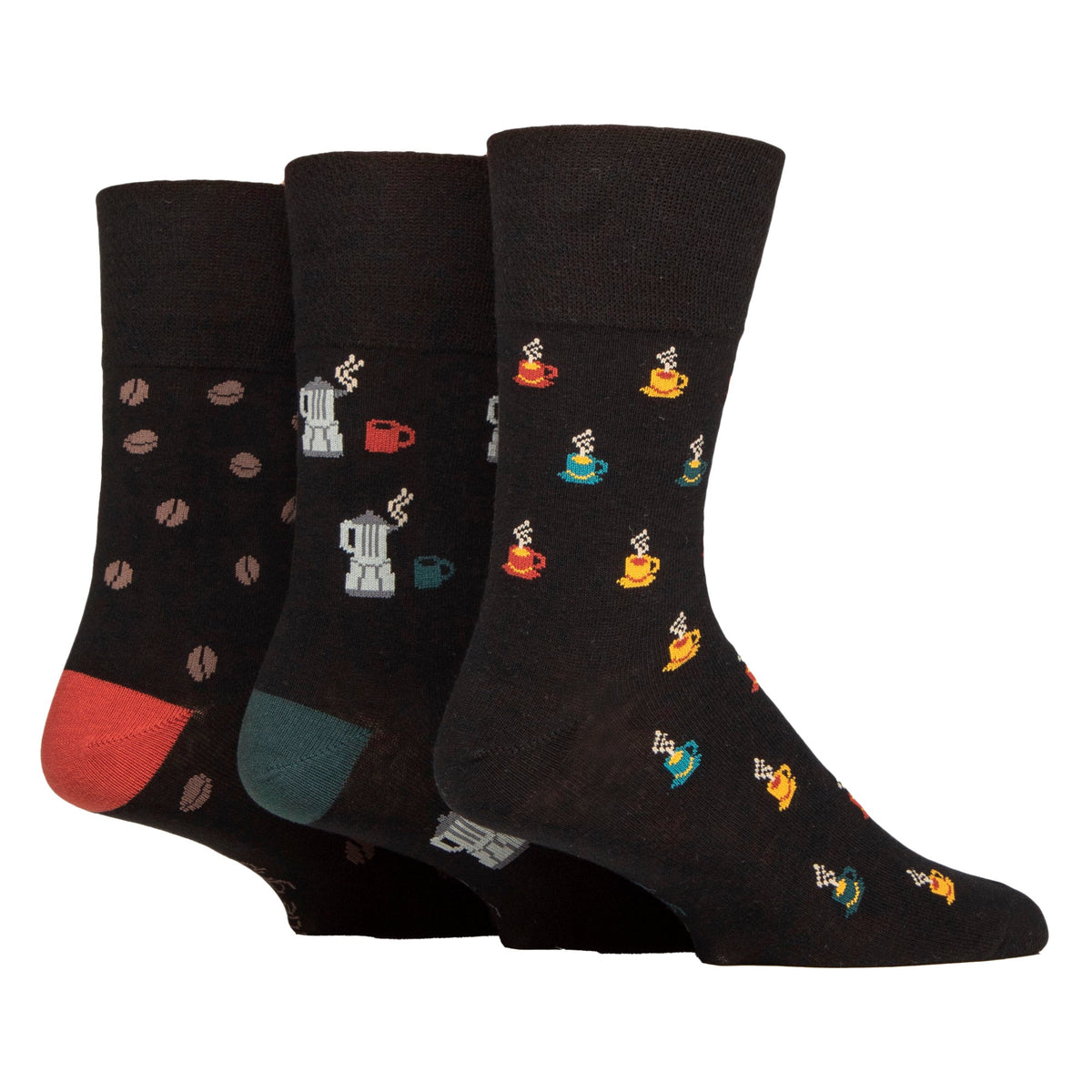 6 Pairs Mens  NON ELASTIC Cotton Rich Novelty Patterned Socks