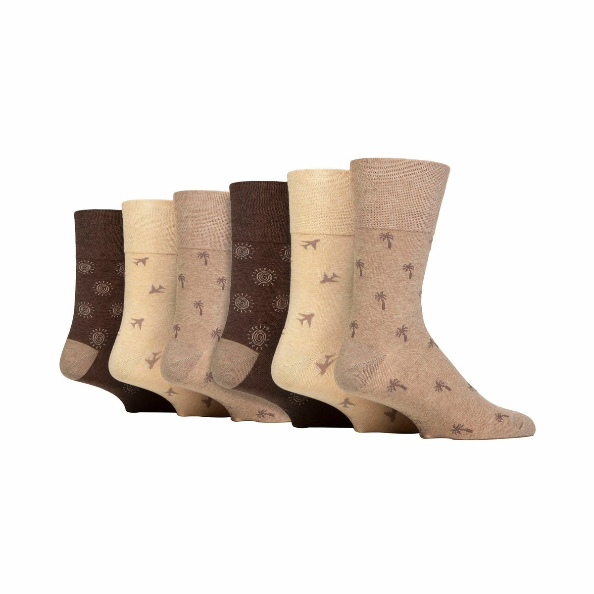 6 Pack Men’s Non-Elastic Loose Top Patterned Socks