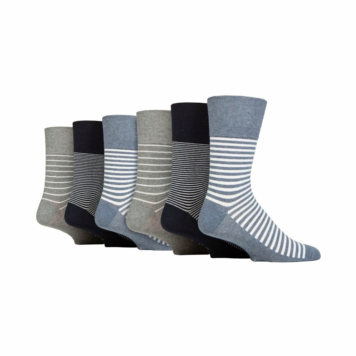 6 Pack Men’s Non-Elastic Loose Top Patterned Socks