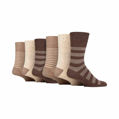 6 Pack Men’s Non-Elastic Loose Top Patterned Socks