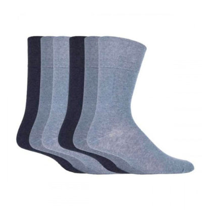 6 Pack Mens Loose Top Plain Coloured Cotton Socks