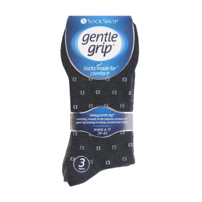 6 Pack Mens Non Elastic Square Patterned Cotton Socks for Poor Circulation
