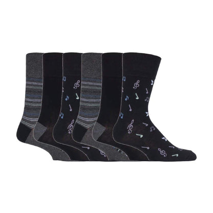 6 Pack Men’s Non-Elastic Loose Top Patterned Socks