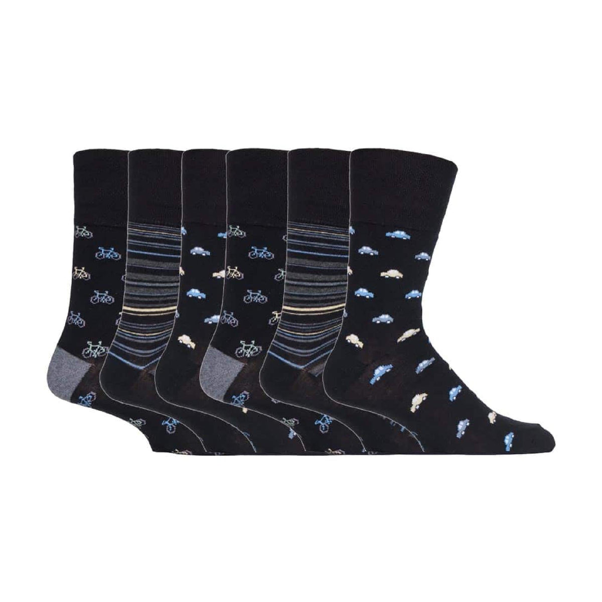 6 Pack Men’s Non-Elastic Loose Top Patterned Socks