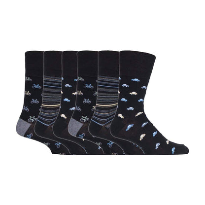 6 Pack Men’s Non-Elastic Loose Top Patterned Socks