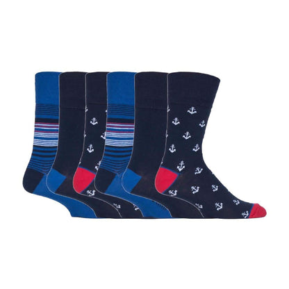 6 Pack Men’s Non-Elastic Loose Top Patterned Socks