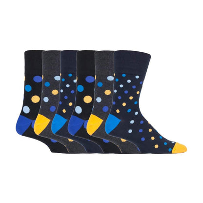 6 Pack Men’s Non-Elastic Loose Top Patterned Socks