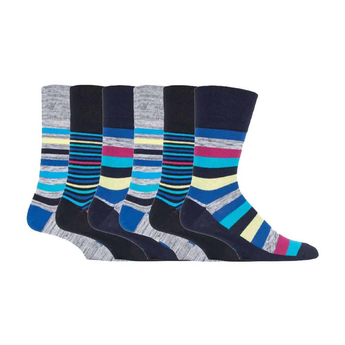 6 Pack Men’s Non-Elastic Loose Top Patterned Socks