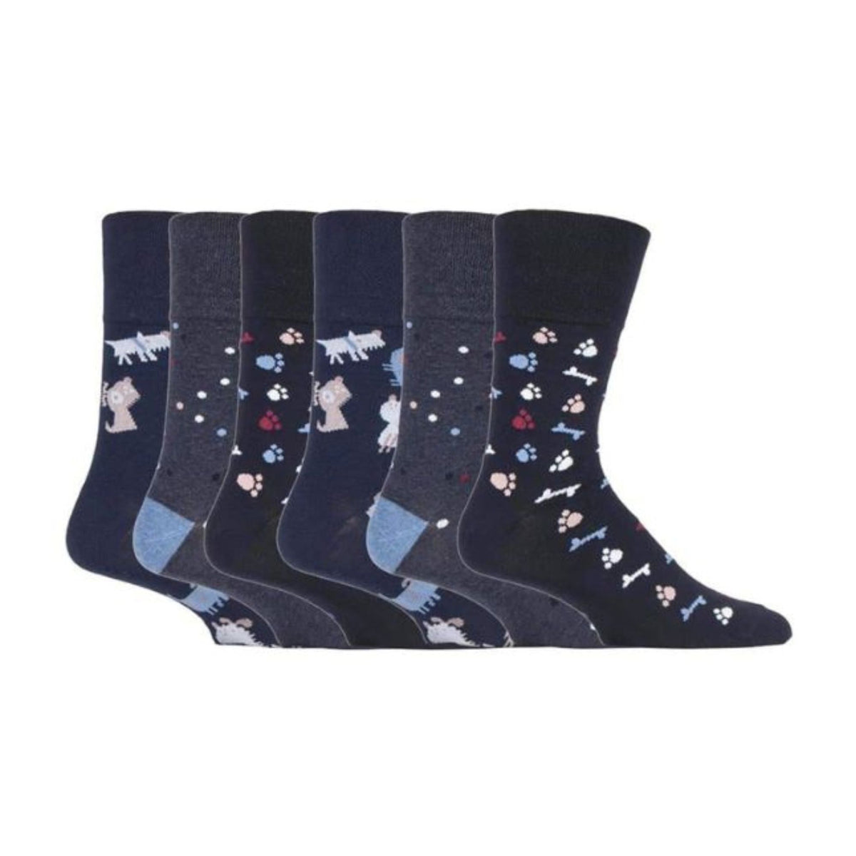 6 Pack Men’s Non-Elastic Loose Top Patterned Socks