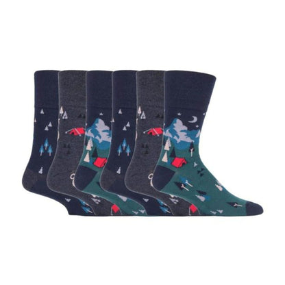 6 Pack Men’s Non-Elastic Loose Top Patterned Socks
