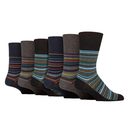 6 Pack Men’s Non-Elastic Loose Top Patterned Socks